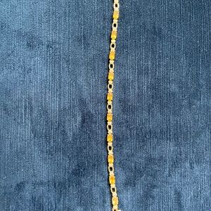 7" Citrine and Diamond 14kt Gold Bracelet